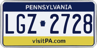 PA license plate LGZ2728