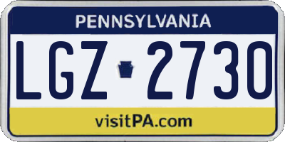 PA license plate LGZ2730
