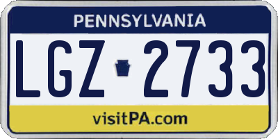PA license plate LGZ2733