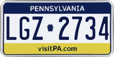 PA license plate LGZ2734