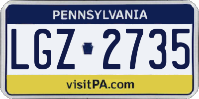 PA license plate LGZ2735