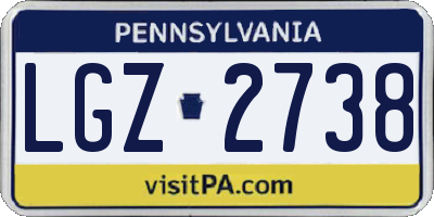 PA license plate LGZ2738