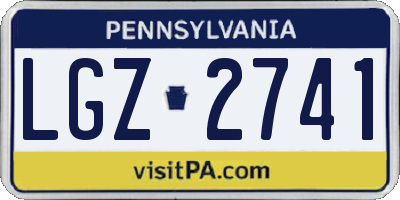 PA license plate LGZ2741
