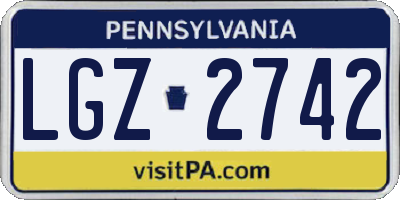 PA license plate LGZ2742