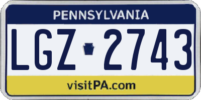 PA license plate LGZ2743