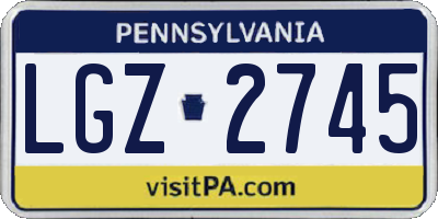 PA license plate LGZ2745
