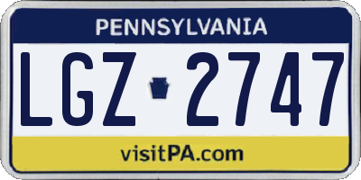 PA license plate LGZ2747