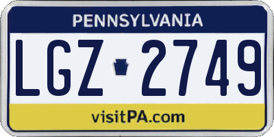 PA license plate LGZ2749