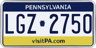 PA license plate LGZ2750