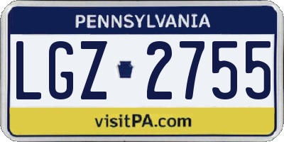 PA license plate LGZ2755