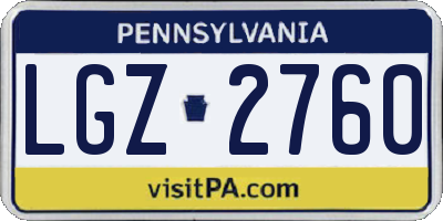 PA license plate LGZ2760