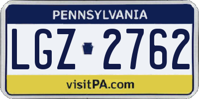 PA license plate LGZ2762