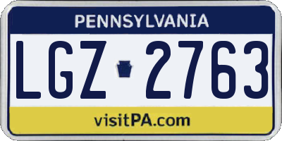 PA license plate LGZ2763