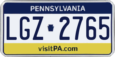 PA license plate LGZ2765