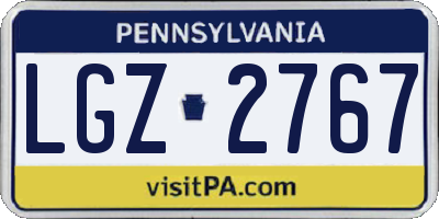 PA license plate LGZ2767