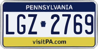 PA license plate LGZ2769