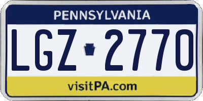 PA license plate LGZ2770