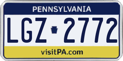 PA license plate LGZ2772