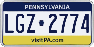 PA license plate LGZ2774