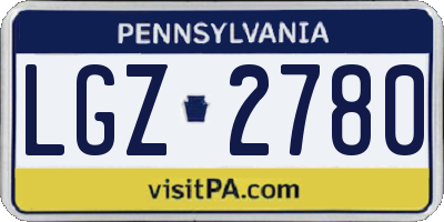 PA license plate LGZ2780