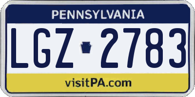 PA license plate LGZ2783