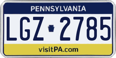 PA license plate LGZ2785