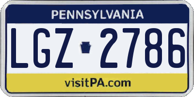 PA license plate LGZ2786