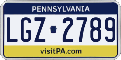 PA license plate LGZ2789