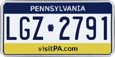 PA license plate LGZ2791