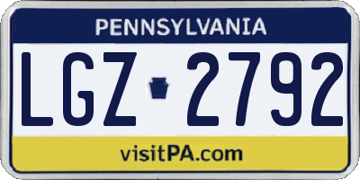 PA license plate LGZ2792
