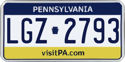 PA license plate LGZ2793