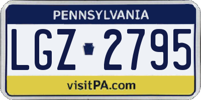 PA license plate LGZ2795