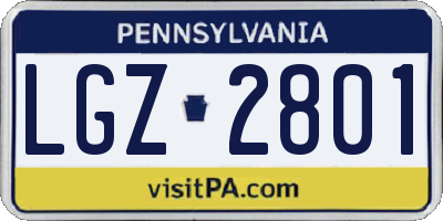 PA license plate LGZ2801