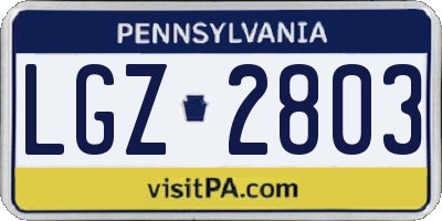 PA license plate LGZ2803