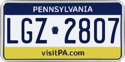 PA license plate LGZ2807