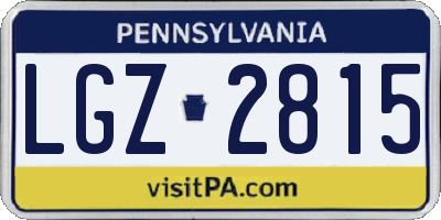 PA license plate LGZ2815