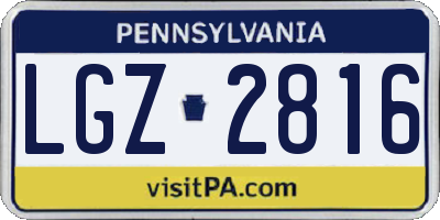 PA license plate LGZ2816