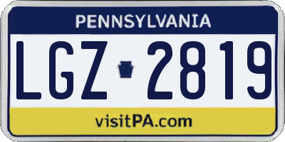 PA license plate LGZ2819