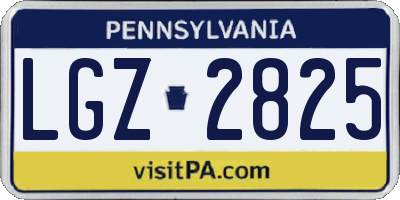 PA license plate LGZ2825