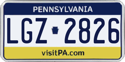 PA license plate LGZ2826