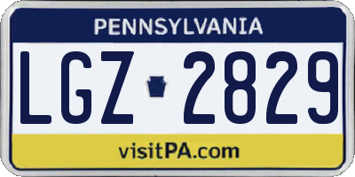 PA license plate LGZ2829