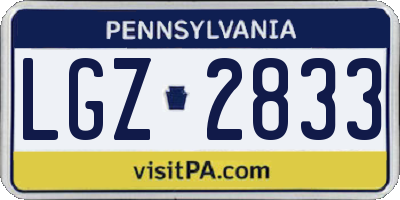 PA license plate LGZ2833