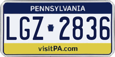 PA license plate LGZ2836