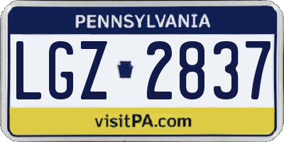 PA license plate LGZ2837