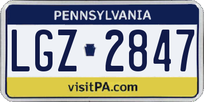 PA license plate LGZ2847