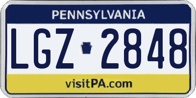 PA license plate LGZ2848
