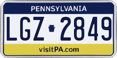 PA license plate LGZ2849