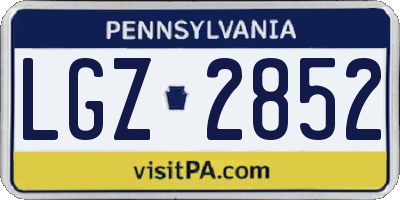 PA license plate LGZ2852