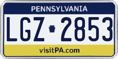 PA license plate LGZ2853