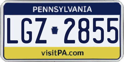 PA license plate LGZ2855
